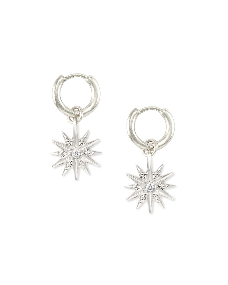 Star Charm Huggie Earrings in Silver image number 0